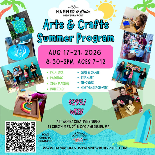 Summer Arts & Crafts Program (1 Week 8:30-2PM and a 3-Day Program) @ Art Workz Creative Studio (11 Chestnut st. 2nd Floor Amesbury, MA)