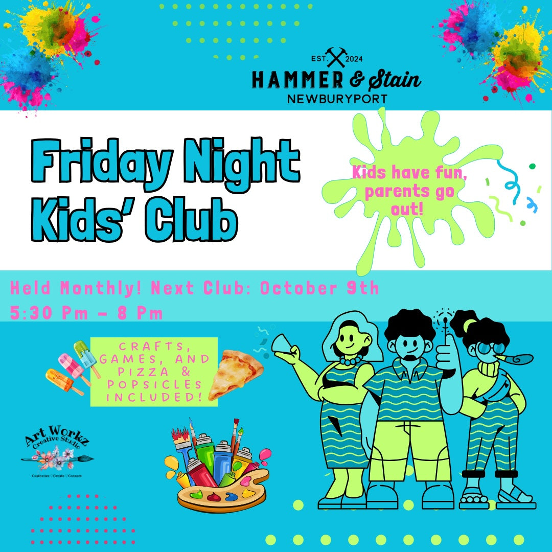 Friday Night Kids' Club (Oct. 9th) 5:30PM-8:00PM @ Art Workz Creative Studio (11 Chestnut st. 2nd Floor Amesbury, MA)