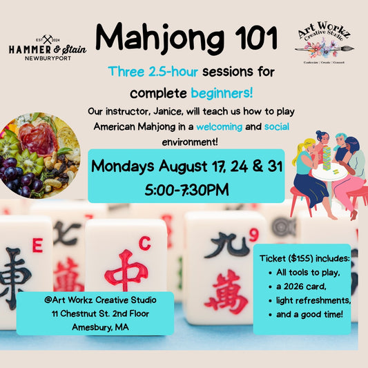 Aug. 17, 24, & 31 2026-American Mahjong 101 @Art Workz Creative Studio (11 Chestnut st. 2nd floor Amesbury, MA)