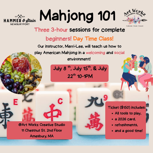 July 8, 15, & 22 2026 Daytime Class-American Mahjong 101 @Art Workz Creative Studio (11 Chestnut st. 2nd floor Amesbury, MA)
