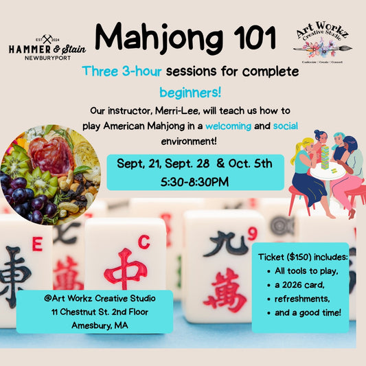 Sept. 21, 28th & Oct. 5 2026-American Mahjong 101 @Art Workz Creative Studio (11 Chestnut st. 2nd floor Amesbury, MA)