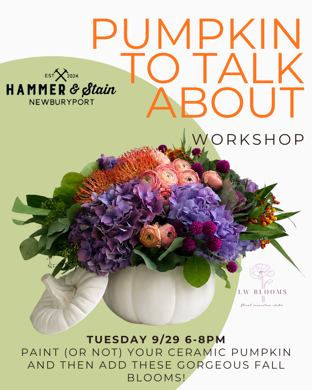 9/29/2026-Fall Floral Workshop  @ Art Workz Creative Studio 11 Chestnut St. 2nd Floor Amesbury, MA