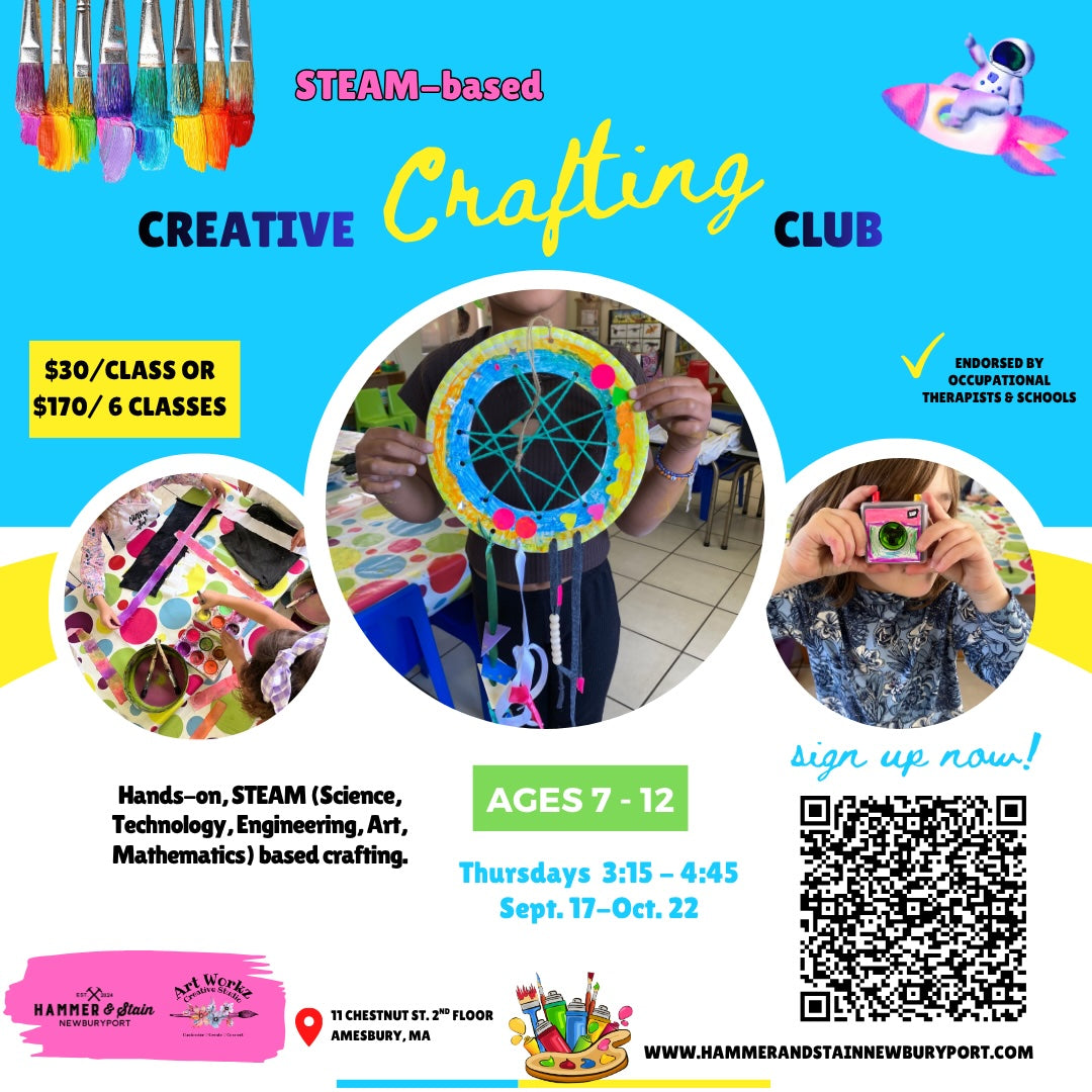 STEAM Crafting Club(Session 1 Ages 7-12 Thursdays 3:15-4:45 Sept. 17-Oct. 22) @ Art Workz Creative Studio (11 Chestnut st. 2nd Floor Amesbury, MA)) (Copy)