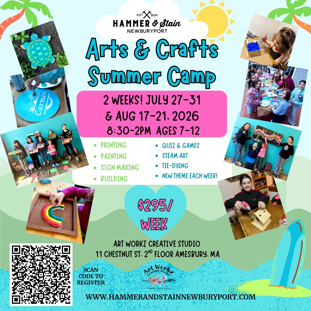 Summer Arts & Crafts Camp (1 Week 8:30-2PM and a 3-Day Camp) @ Art Workz Creative Studio (11 Chestnut st. 2nd Floor Amesbury, MA))